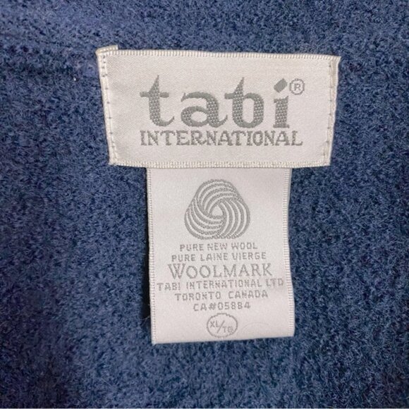 Vintage Tabi Pure New Wool Navy Blue Button Up Cardigan With Birds XL - Picture 3 of 16